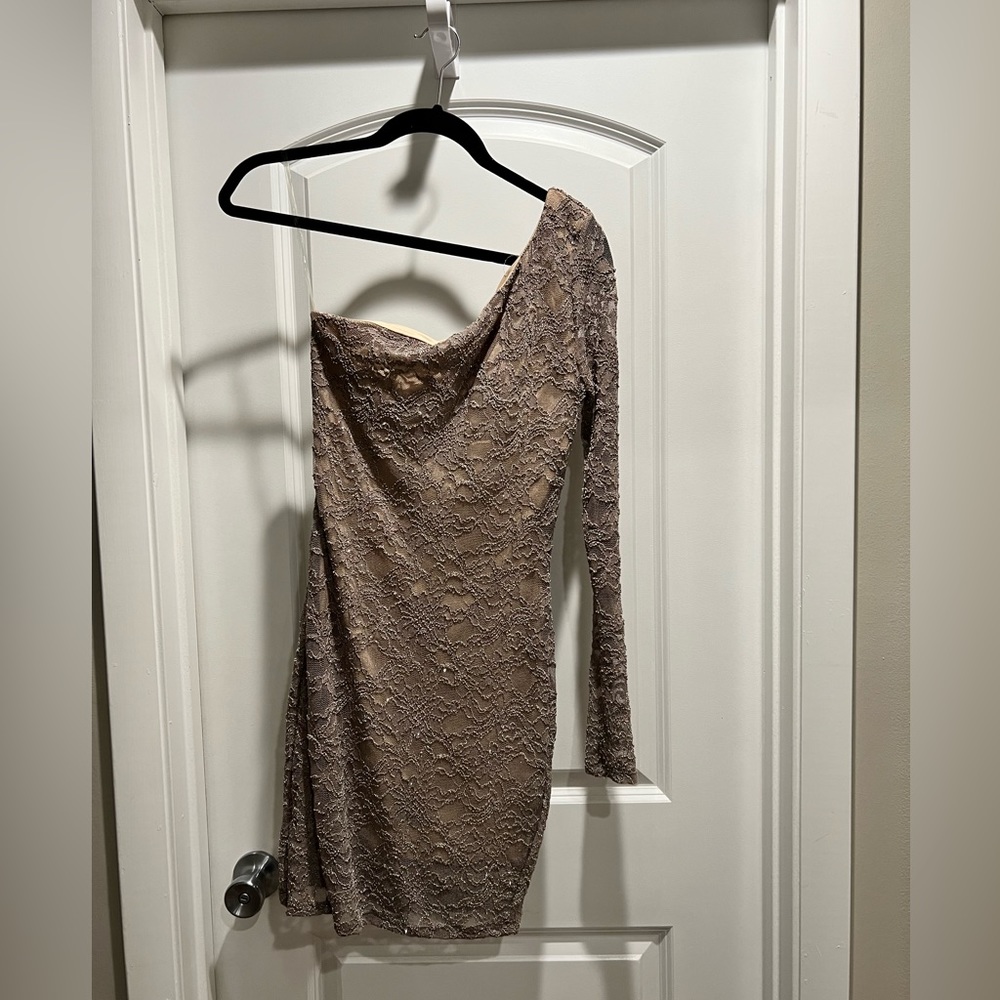 Asymmetrical Lace Mini-Dress